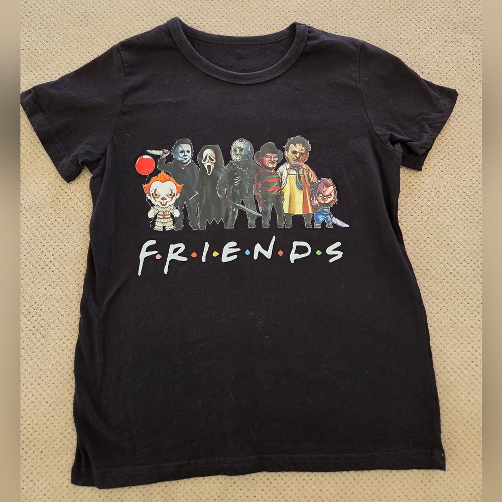 Friends Halloween Horror Characters Funny Women's XXS XS Tshirt short sleeve
